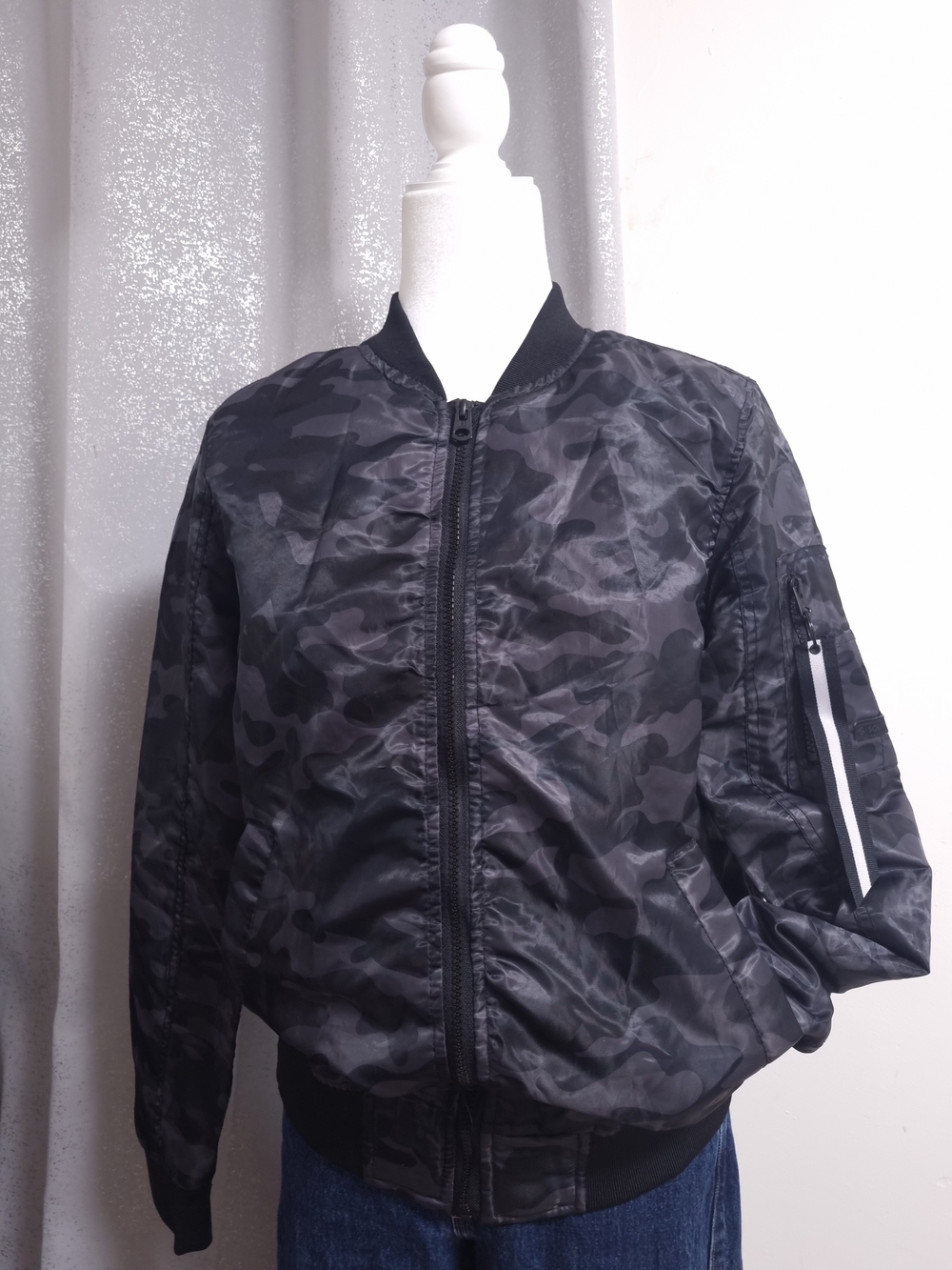 Southpole Men's S Black Camo MA-1 Bomber Jacket Unisex Streetwear